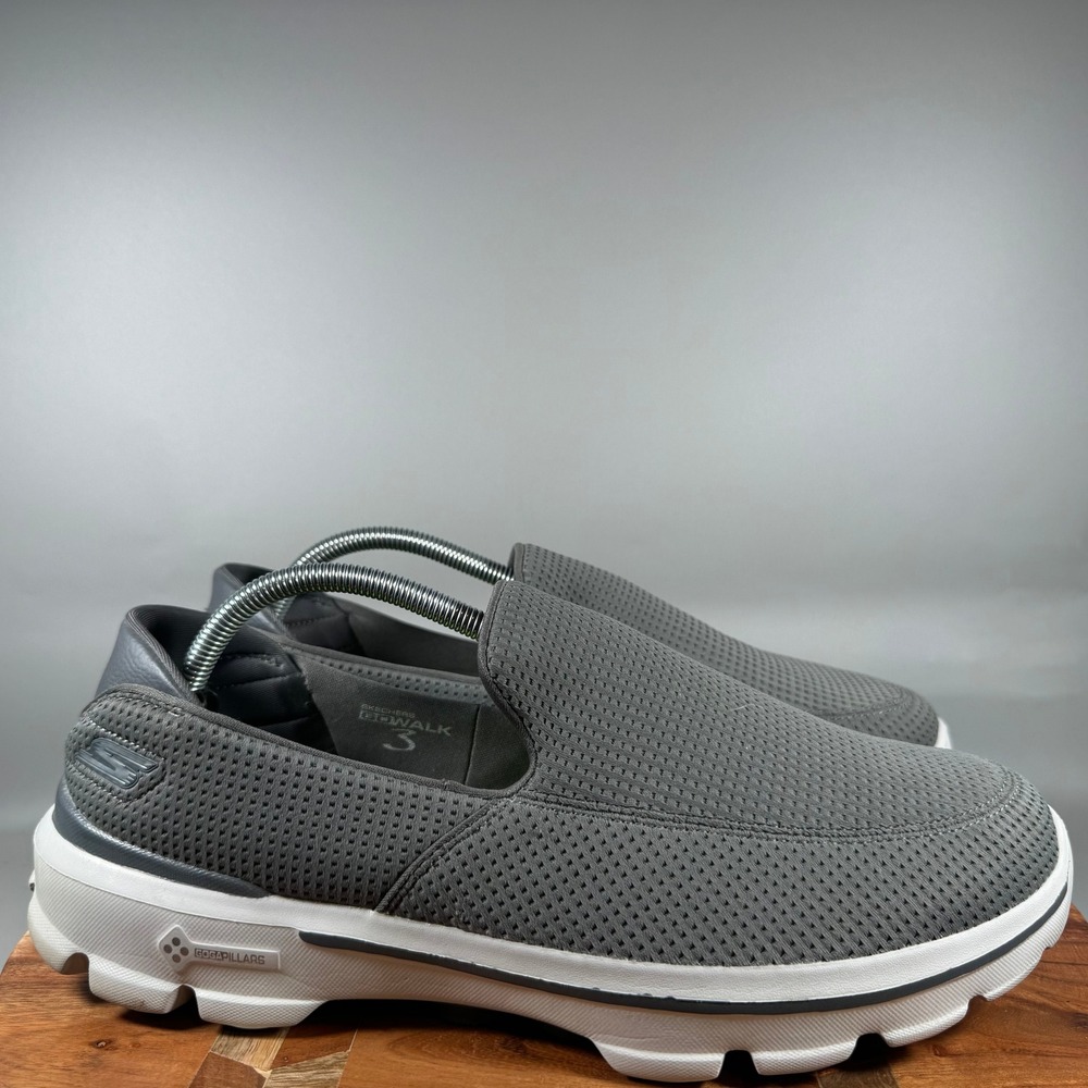 Skechers GoWalk 3 Mens Grey Slip On Walking Shoes 54045 Size 11